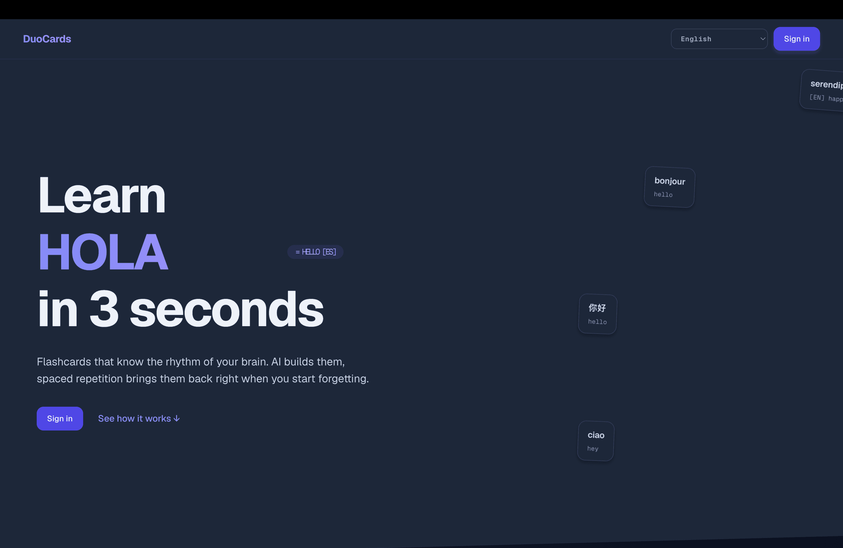 DuoCards Website interface preview
