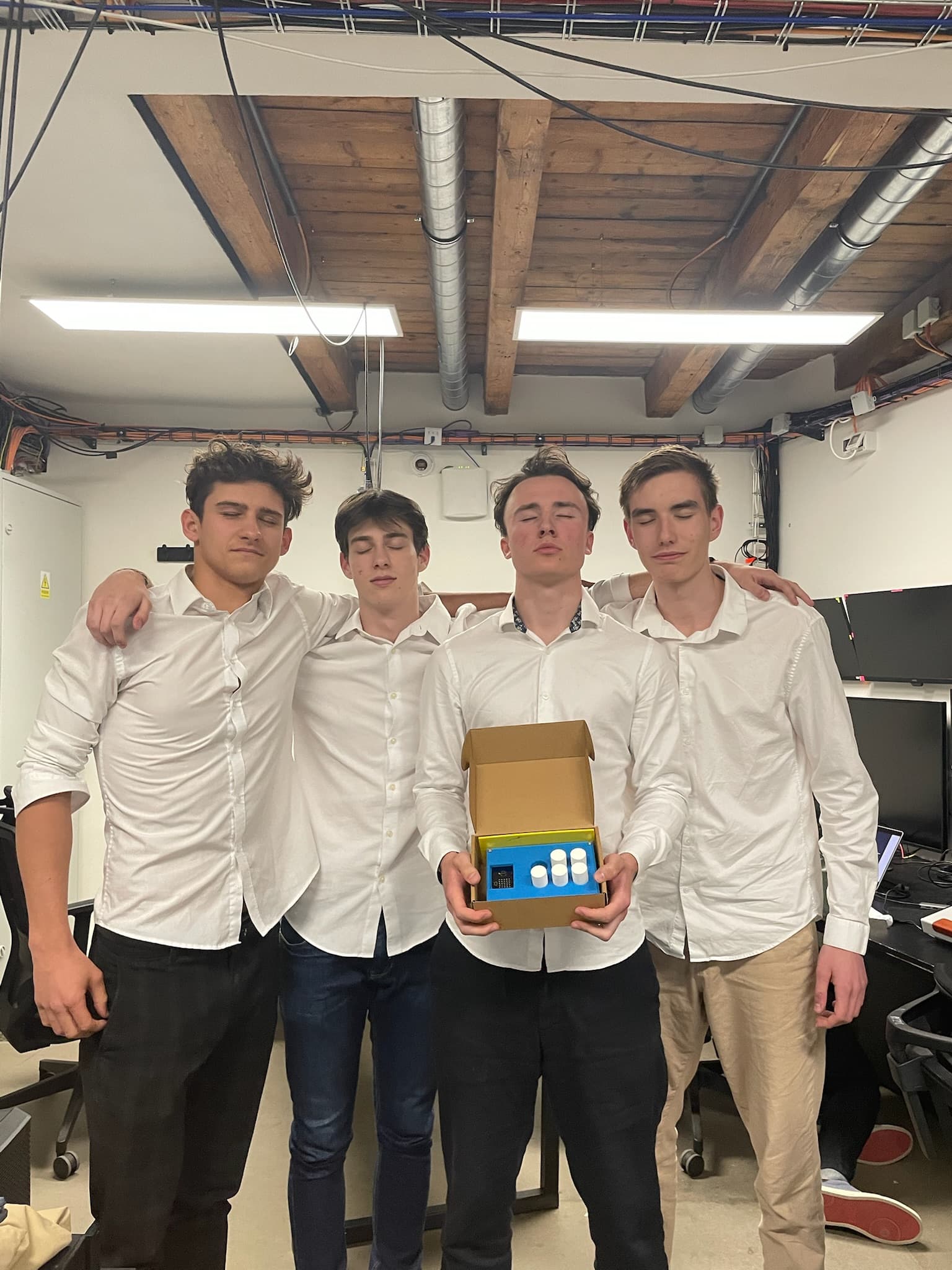 Braille Learning Aid prototype and team